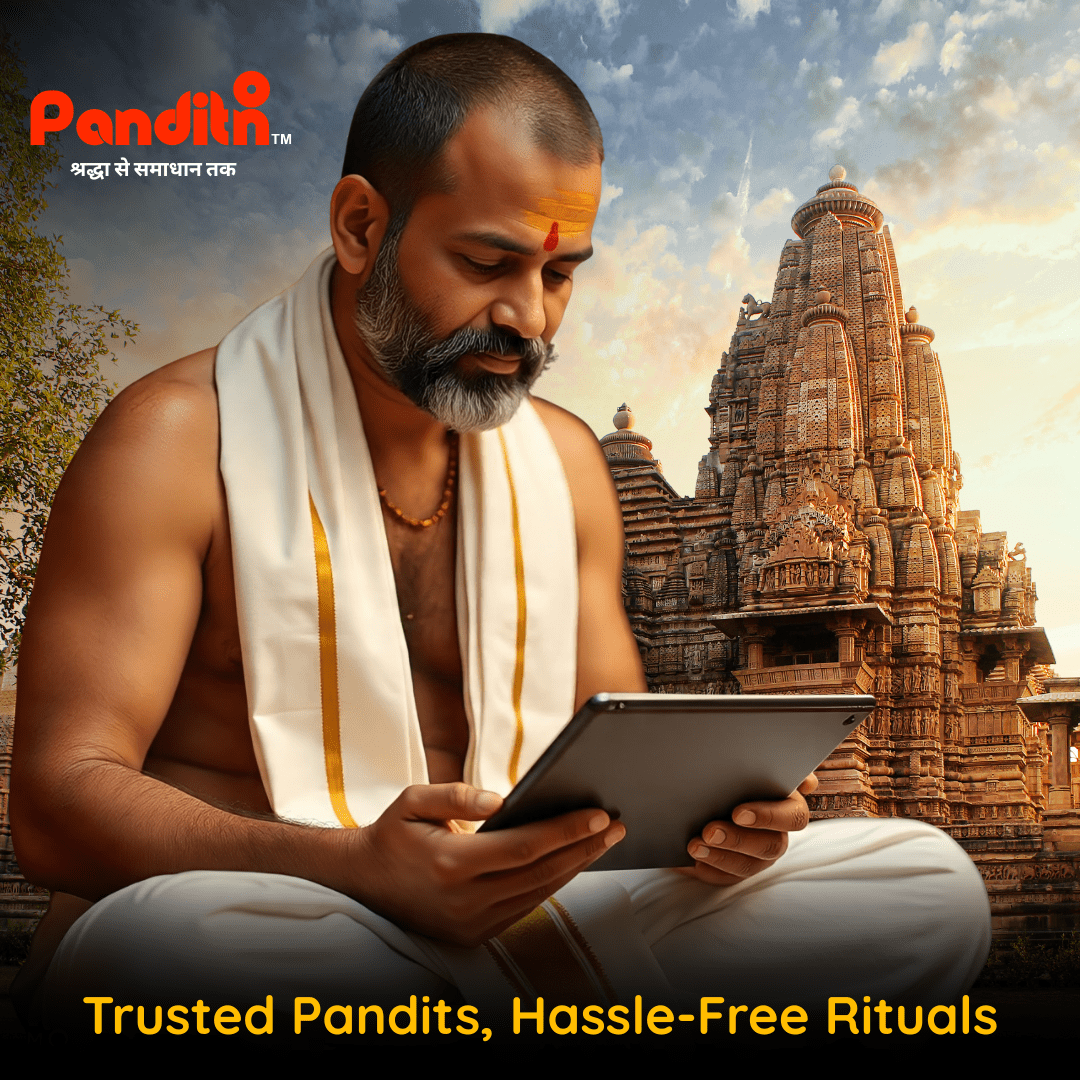 A person performing a traditional pooja ritual